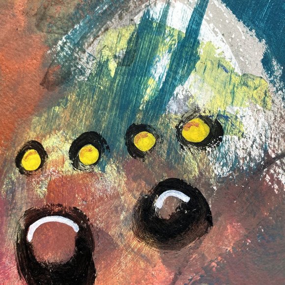 Copper Minds - Original Wall Art Handmade Acrylic Abstract Matted Painting 8x10 - Picture 6 of 9